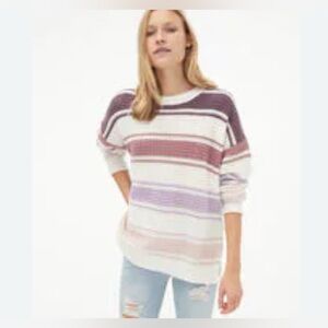 NWT Aeropostale Waffle Knit Stripe Crewneck Tunic Pullover Oversized Sweater